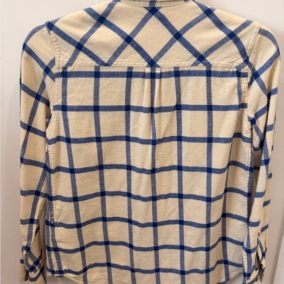 J. Crew 100% Cotton Cream and Blue flannel button up - Picture 5 of 5